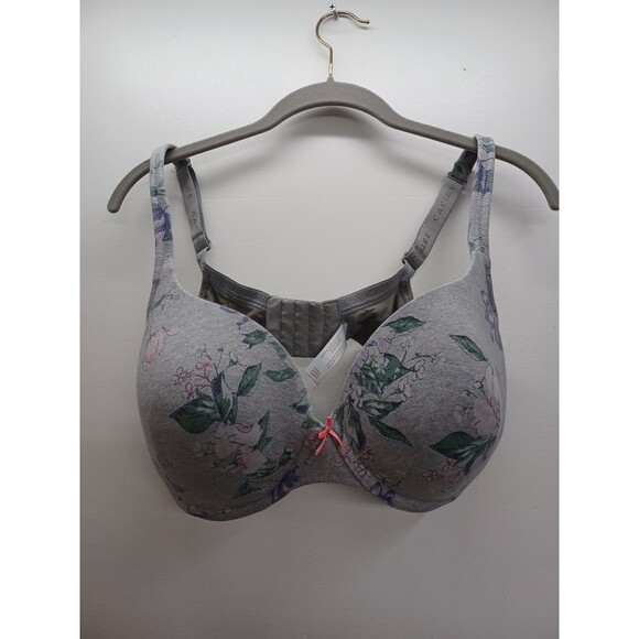 Cacique Padded Lightly Lined Bra Full Coverage Floral Gray Purple Wired Sz 40D - Picture 1 of 7
